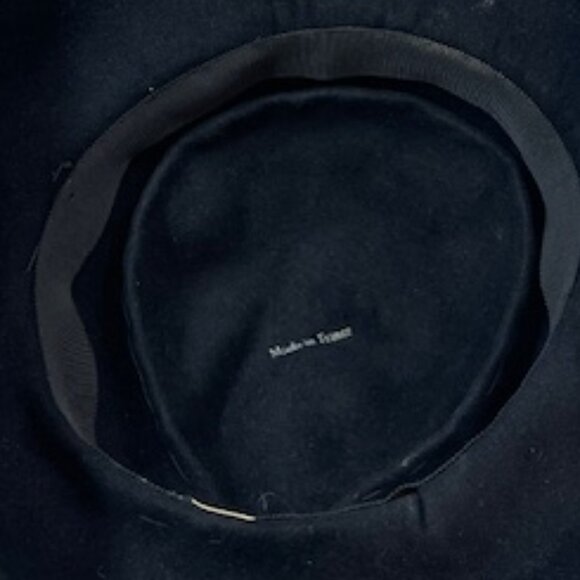 VTG Handmade Black Felt Fur Aileen's Atlanta Bucket Hat Gold Tone Accents - Picture 10 of 12